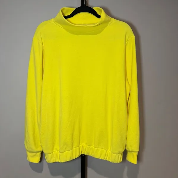 Dudley‎ Stephens Baldwin Mock Neck Turtleneck Sweatshirt Sunshine Yellow Medium - Image 2