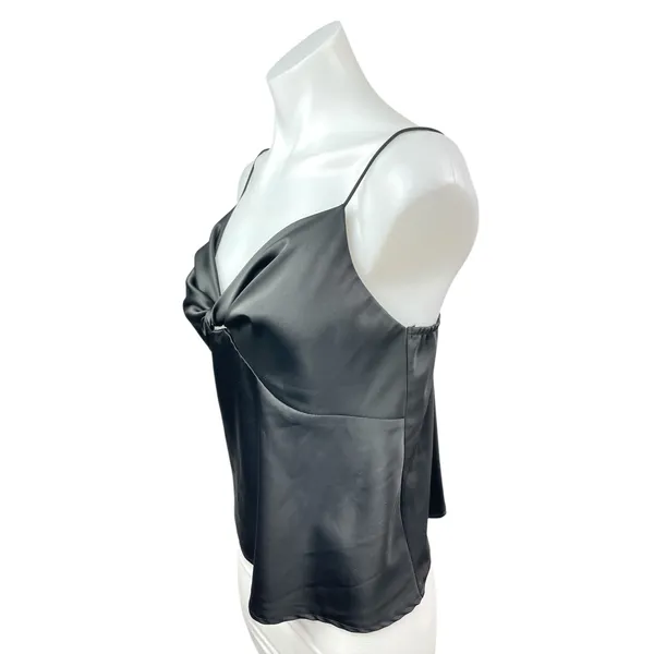 Princess Polly Black Silk Satin Sleeveless Twist Front Cami Camisole Tank Top 10 - Image 2