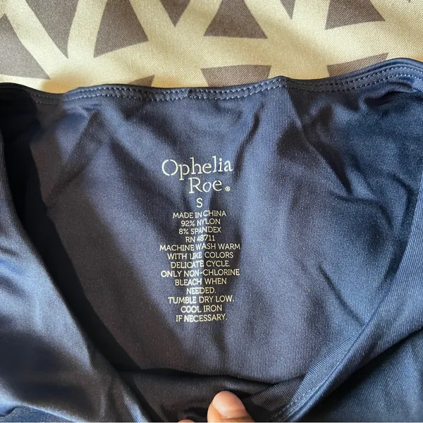 Ophelia Roe Navy Fitted Short Sleeve Double Layered Nylon‎ Crew Neck T-Shirt S - Image 6