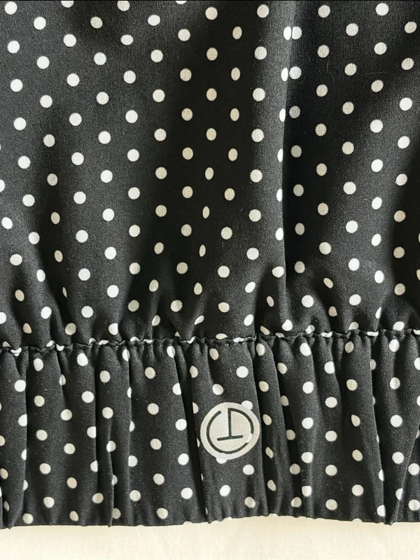 TALBOTS Athletic Skort Black with White Polka Dots & Side White Stripe Medium - Image 5