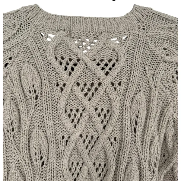Alfred Sung‎ Sport Vintage Cable Knit Fisherman Crew Neck Sweater Size Small - Image 6