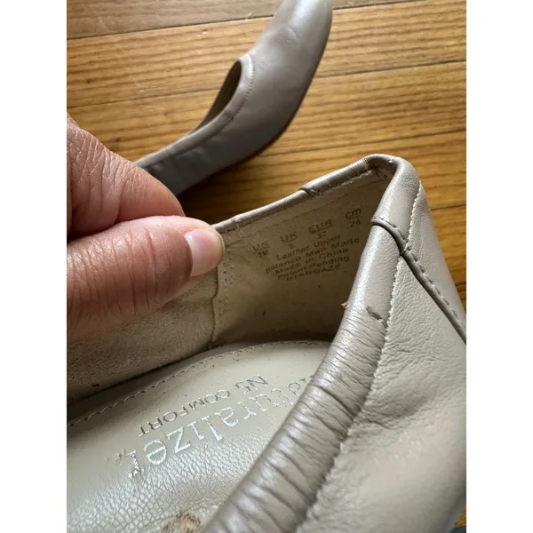 Naturalizer Taupe Leather Wedge Heels 7M Comfort Classic Peeling Inside - Image 6