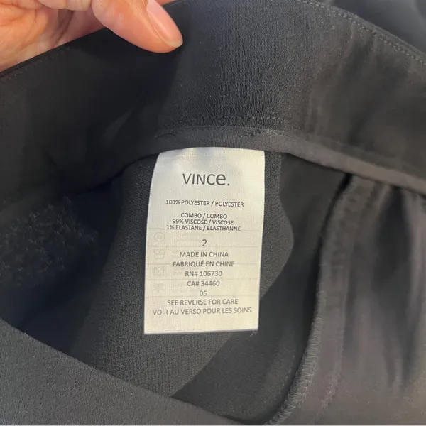 Vince Women's Satin Binding Easy Trousers Tapered Slim Leg‎ Crepe Black Size 2 - Image 11