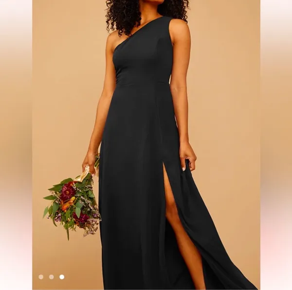 NWT Vow’d CHIC CHIFFON HOLLY DRESS size 2 black one shoulder wedding - Image 3