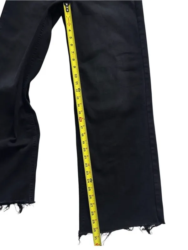 OAT NEW YORK Black Wide Leg Raw Hem Jeans High Rise Women Size 4 27 Grunge Retro - Image 8