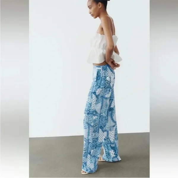 Zara Paisley Print wide leg pants - Image 2