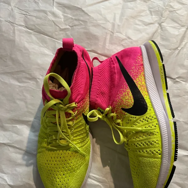 Nike Bright Pink and Lime Green Sneakers - Image 7