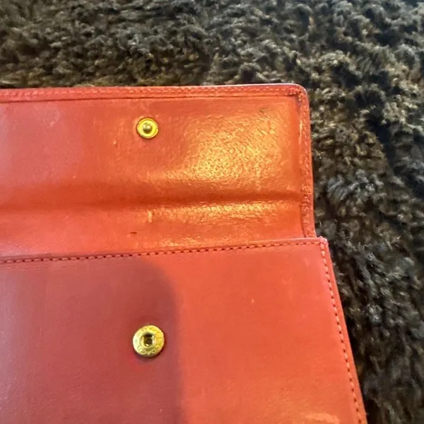 COACH red leather bifold wallet - Image 6