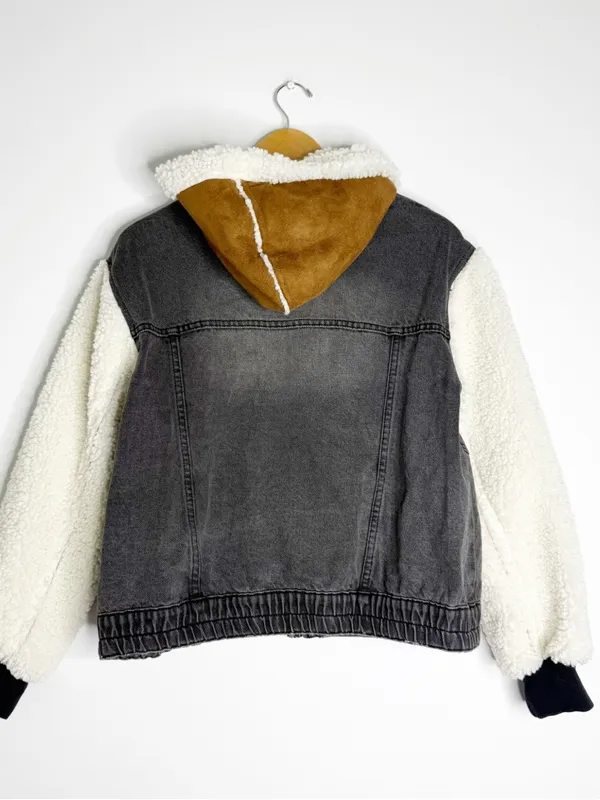 Free People We The Free Perry Hooded Denim Sherpa Jacket XS - Image 5