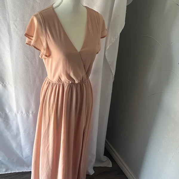 Lulu's Peach V-Neck Maxi Dress - Image 5