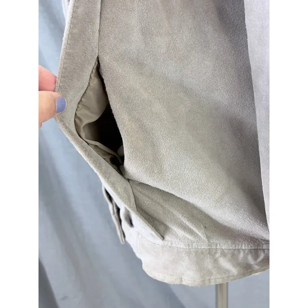 Vintage Gallery Beige Suede Jacket Womens L 80s 90s‎ Leather Coat Fall Autumn - Image 7