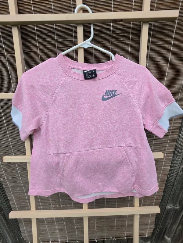 NIKE Pink Short Sleeve Kangaroo Pocket Pullover Women's Size M - Image 5