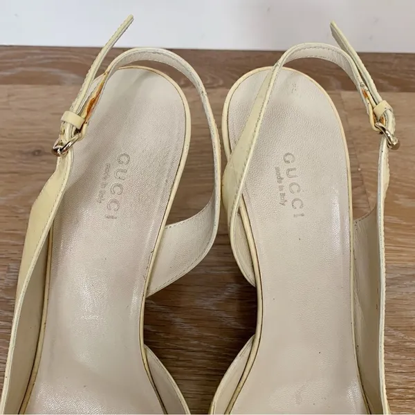 Rare Gucci Size 10 Patent Leather Leopard Peep-Toe Heels, Size 10B - Image 7