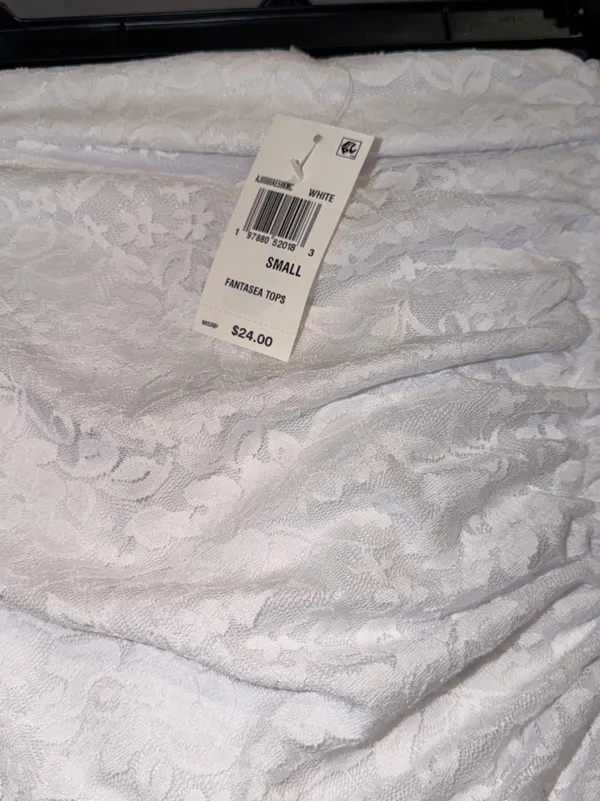 Madden Girl White Lace Strapless Asymmetrical Ruched Top - Image 3