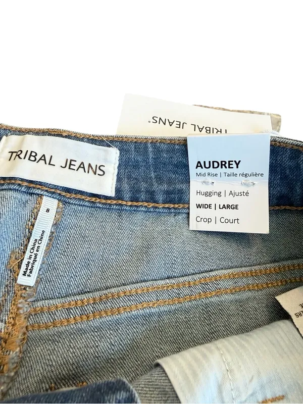 Tribal Jeans Audrey Light Wash Wide Leg Cropped Jeans Button Size 8 Women's NWT - Image 9