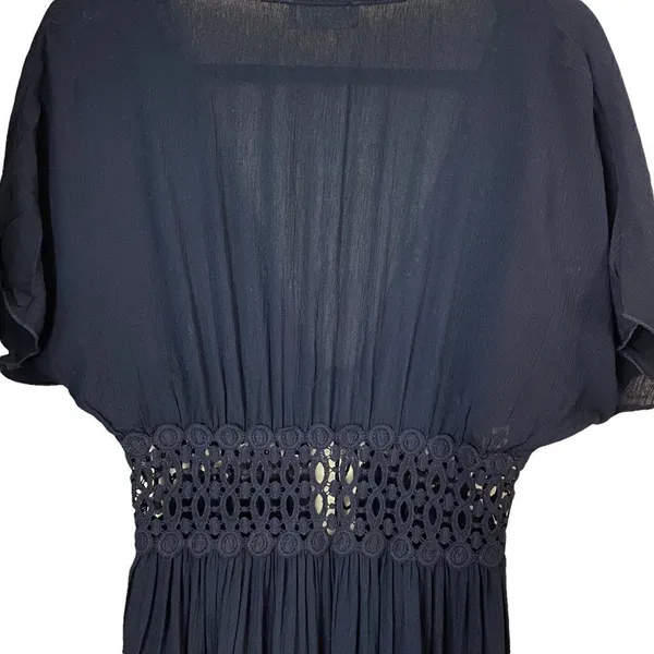 Lavender Field Long Black Kimono Open Front Cover Up - Image 7