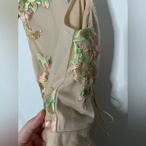 Hello Molly Fairy Embroidery Mesh Floral Plunge Neckline Zip Up Romper Sz 10 - Image 15