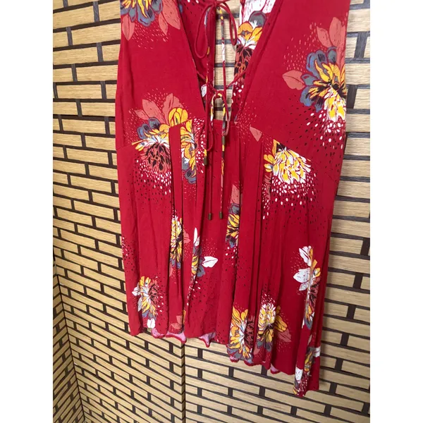 Free‎ People Lovely Day Red Tunic Dress Size Small - Image 5