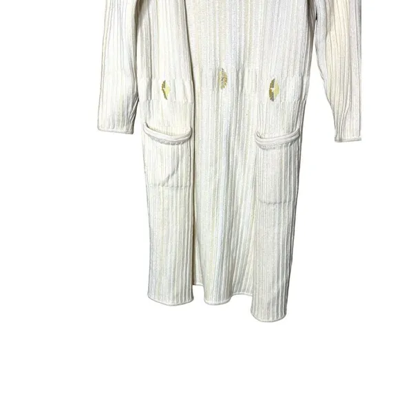 Vintage‎ Cream Chunky Knit Long Duster Cardigan - Image 3