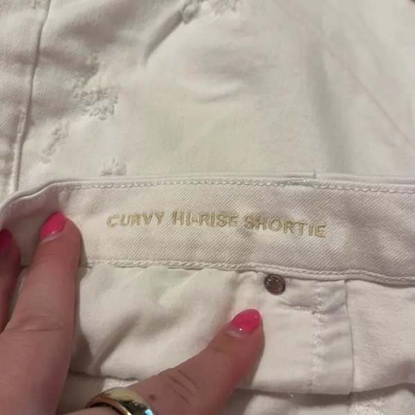 American Eagle Curvy Hi-Rise Shortie Jean Shorts 18 White - Image 5