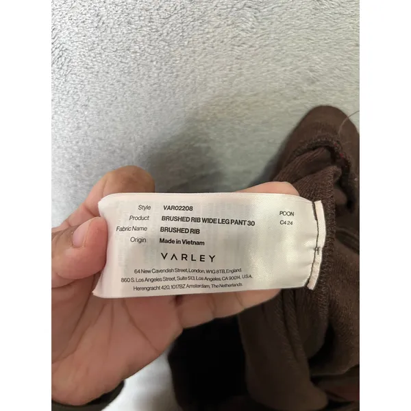 Varley Brushed Ribbed Wide Leg Pants Brown Contrast Stripe Lounge‎ Athleisure XS - Image 9