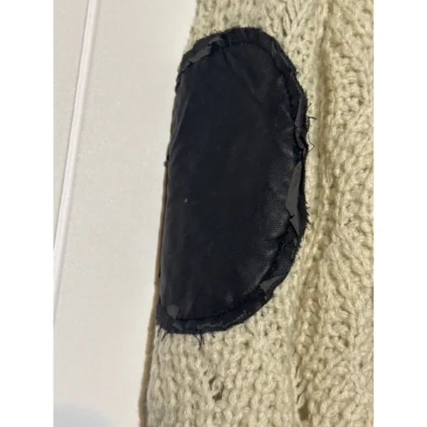 Akira Chicago Black Label Cable Knit Sweater Women's Small Elbow Patch Cream - Image 4