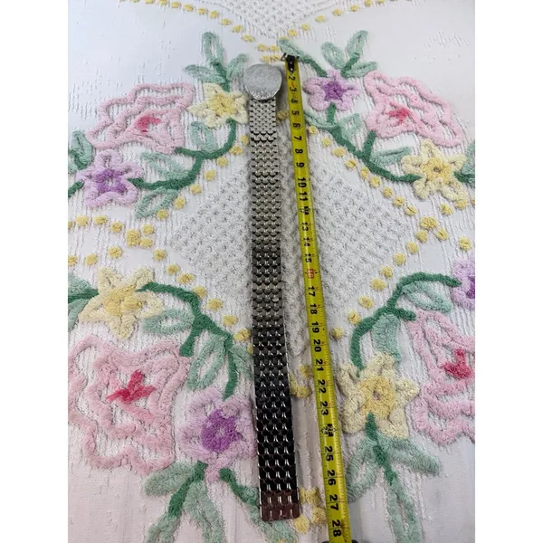Vintage Silver Scale Stretch Belt Retro Metallic Chainmail‎ Elastic Waist Belt - Image 2