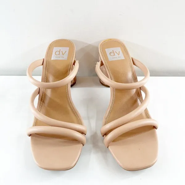 Dolce Vita Strappy Square Toe Myla Block Heel Sandals Tan Beige 9.5 - Image 4