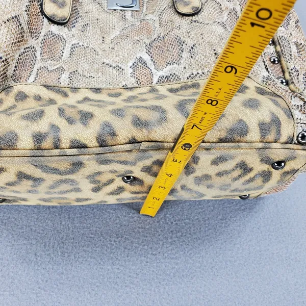 Joanel Faux Snakeskin Leopard Tote Handbag‎ Studs Shoulder Bag Y2K - Image 9