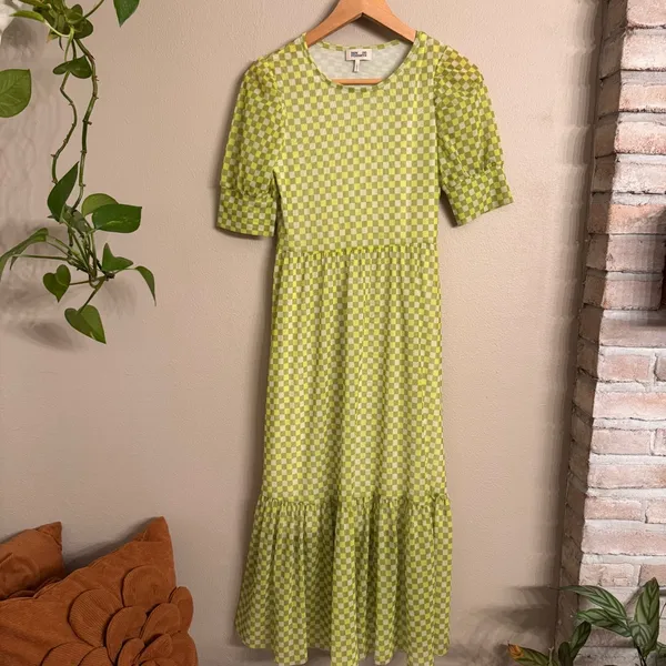 BAUM UND PFERDGARTEN Jocelyn Checkered Maxi‎ Dress Green Size XS - Image 3