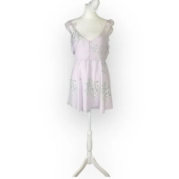 Show Me Your Mumu Delilah Mini Dress Women Small Lilac Floral Sleeveless Ruffle - Image 3