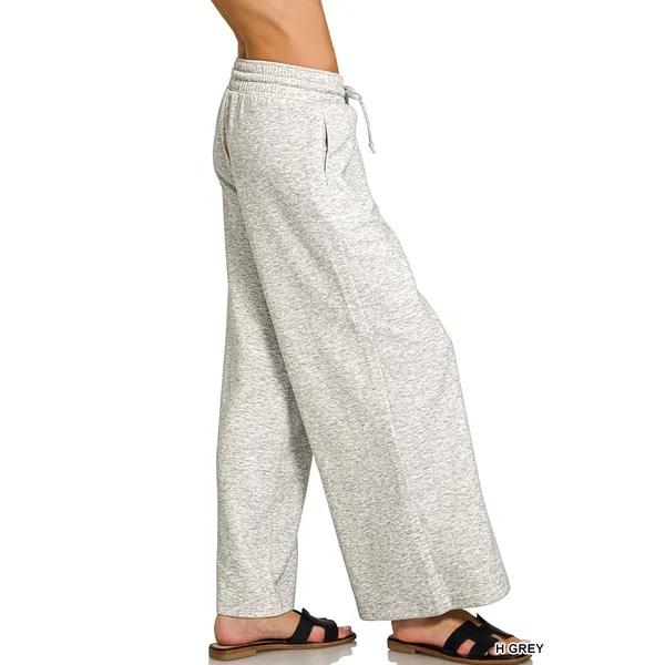 Zenana Scuba Drawstring Wide Leg‎ Pants - Large - Image 2