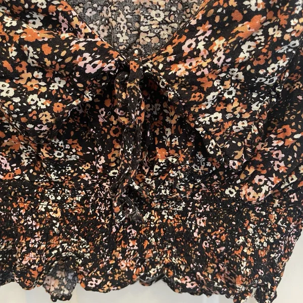 Rabbit Rose Ditsy Flower Crop Puff Sleeve Floral Top Womens‎ M Festival Coquette - Image 3