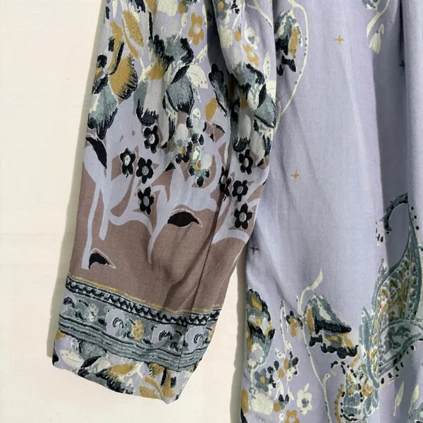 Free People Purple‎ Paisley Floral Boho Mini Dress Long Sleeve Babydoll Tunic XS - Image 10