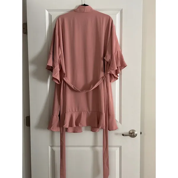 Birdy Grey Kenny Robe Matte Dusty Rose Pink Ruffle‎ Sleeve Tie Waist M/L - Image 5