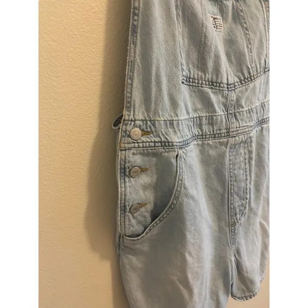 Levi's Denim Shortall Womens Large Light Wash Vintage Utility Chore Concert - Image 5