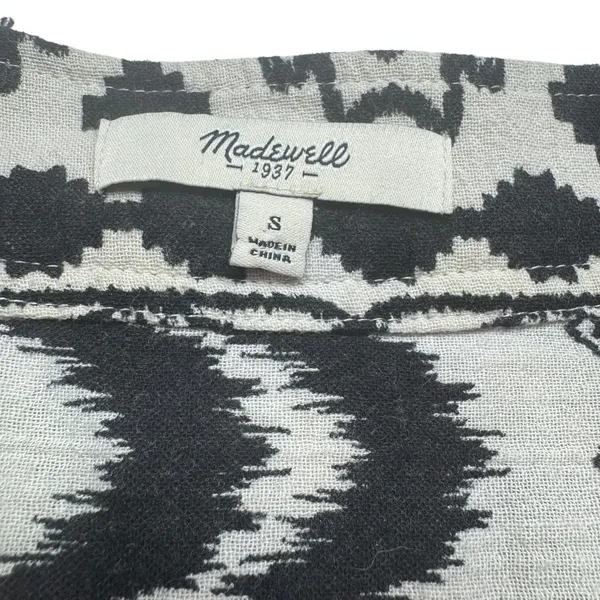 Madewell 100% Cotton Sleeveless Tunic Top Black Tribal Print Small - Image 6