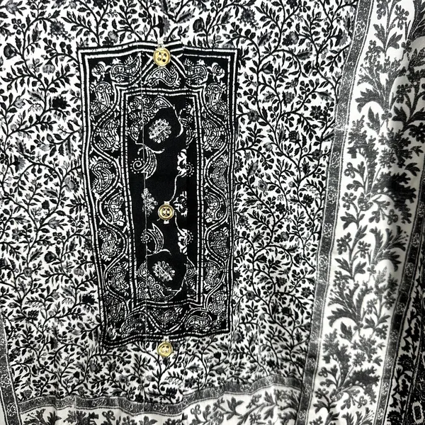 Zara Boho Patchwork Button Up Top Womens Small Black Paisley Indie Artsy‎ Blouse - Image 4