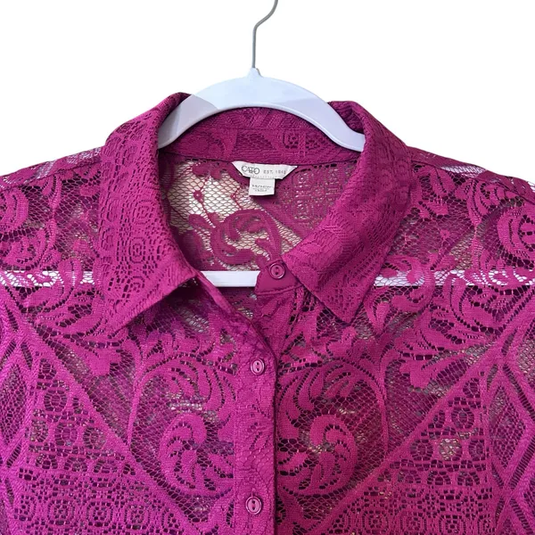 Cato All Over Lace Top Tunic Blouse 14/16W Burgundy Cover Up Overlay Fairy Boho - Image 3