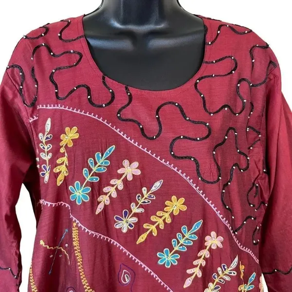 Embroidered Flared Sleeve Kurti Maxi Dress NWT - Image 2