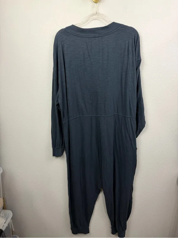 NATURAL LIFE Relaxed Fit 100% Cotton Deep V-Neck Johnnie Jumpsuit Size L - Image 3