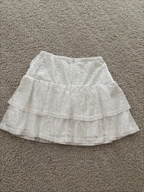 Shein White Lace Tiered Skirt - Image 2