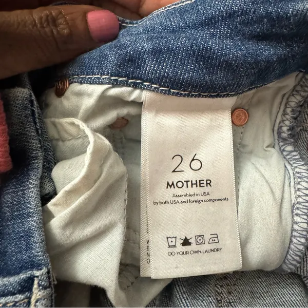 Mother The Looker Ankle Fray Women's blue Skinny Jeans side stripes Size 26 - Image 9
