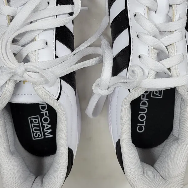 Adidas Breaknet Sleek Sneakers Womens 7 White Black 3 Stripes Athletic Shoes New - Image 6