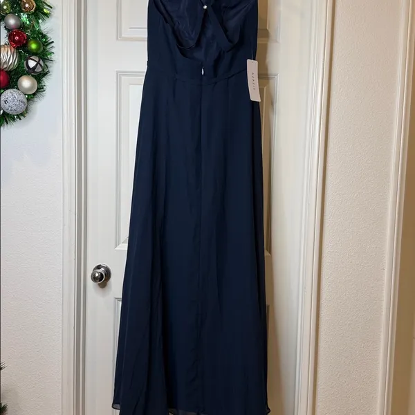 NWT Azazie Bree A-line chiffon floor length maxi formal dress sz Lg - Image 8