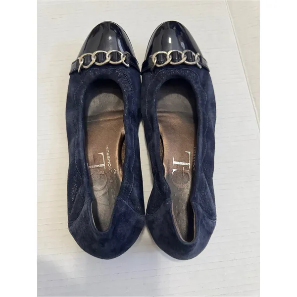AGL Blue Leather Slip On Ballet Flats Womens 10 Preppy Classic Comfort Shoes - Image 3