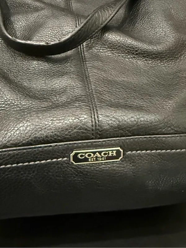 COACH F23662 Park Black Pebbled Leather North/South Tote Bag - Image 11