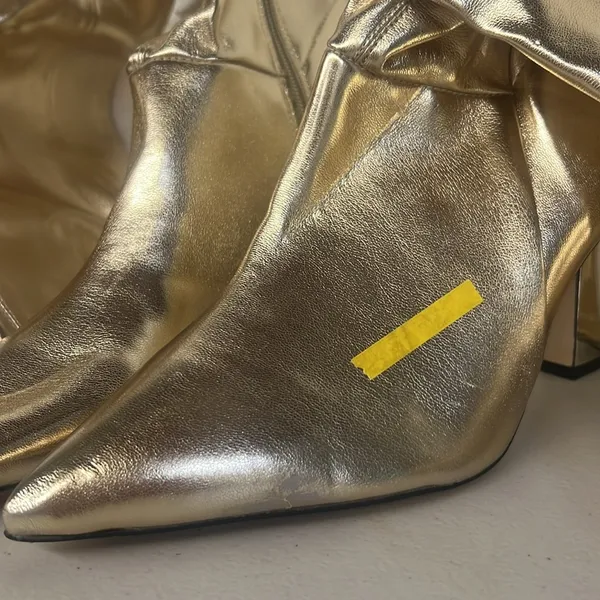 Franco Sarto sz8 Alta vintage nostalgic gold heeled boots calf sexy pointed toe - Image 4