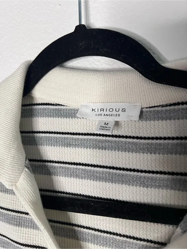 Women grey stripped polo collared dress - Image 3
