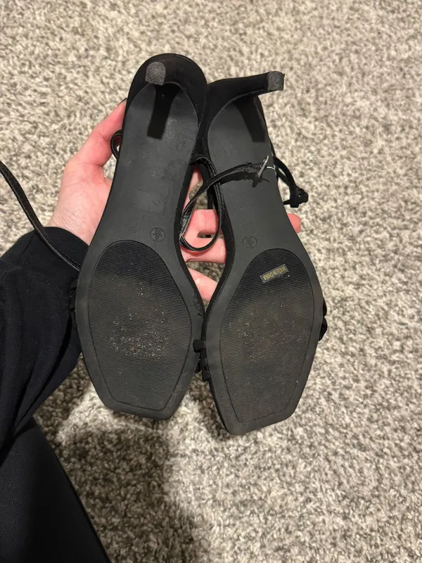 Lulus Strap Heels Suede Ankle Black - Image 3
